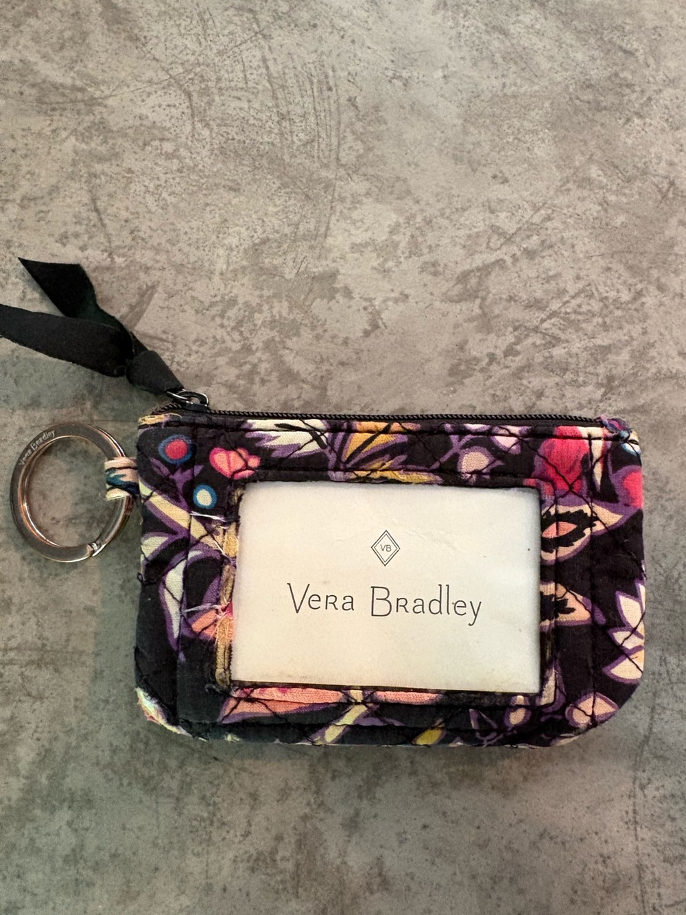 Vera Bradley quilted floral ID pouch/wallet key ring “Bramble” pattern